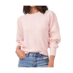 1 State balloon sleeve soft stretch cable knit sweater L